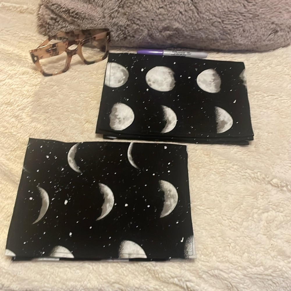 Hand Crafted REUSABLE Napkins - Glo In The Dark - Phases of the Moon